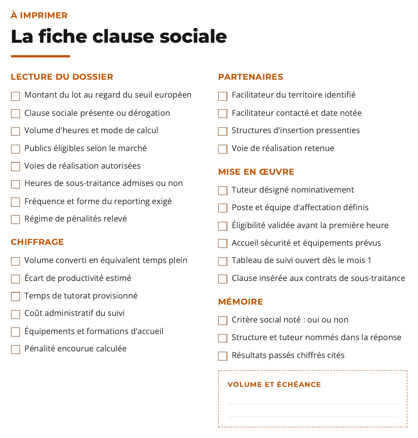 Fiche pratique pour anticiper et suivre une clause sociale d'insertion