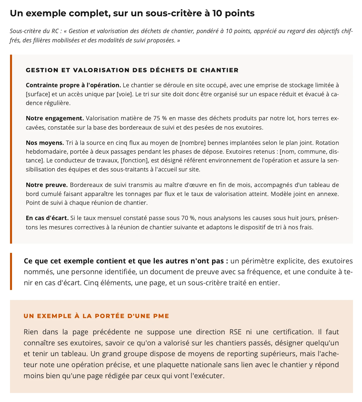 Exemple de sous-critère environnemental noté sur dix points